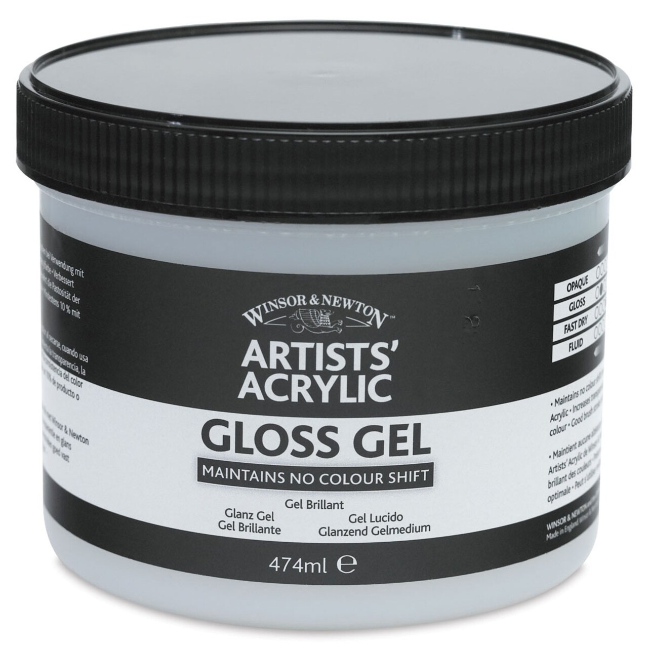 Winsor & Newton Artists' Acrylic Gel Medium - Gloss, 474 ml jar